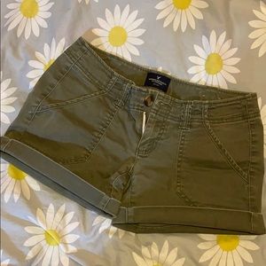 American Eagle Olive Stretch Midi Shorts